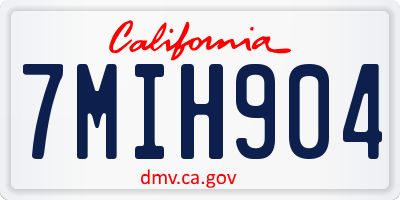CA license plate 7MIH904