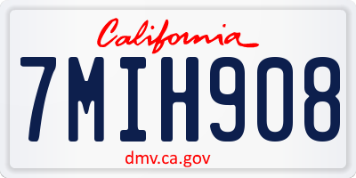 CA license plate 7MIH908