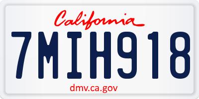 CA license plate 7MIH918