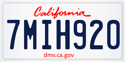 CA license plate 7MIH920