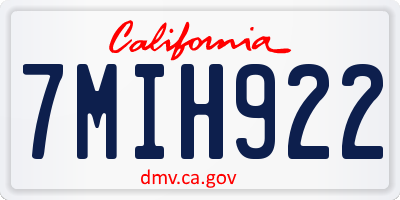 CA license plate 7MIH922