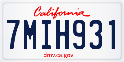 CA license plate 7MIH931