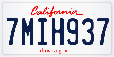 CA license plate 7MIH937