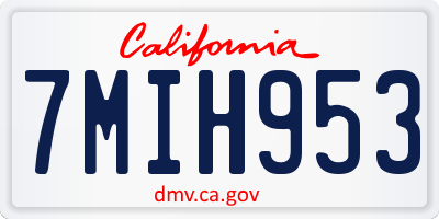 CA license plate 7MIH953