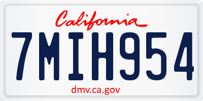 CA license plate 7MIH954
