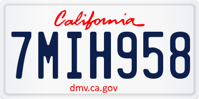CA license plate 7MIH958