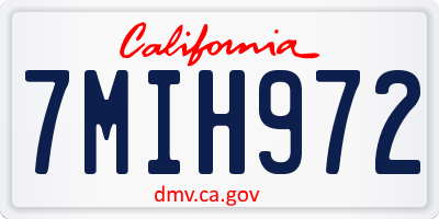 CA license plate 7MIH972