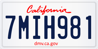 CA license plate 7MIH981