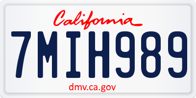 CA license plate 7MIH989