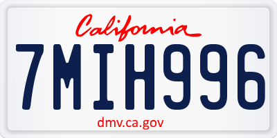 CA license plate 7MIH996