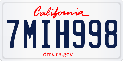 CA license plate 7MIH998