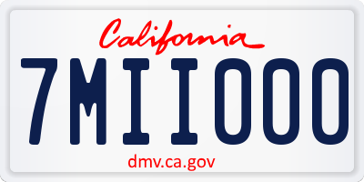 CA license plate 7MII000