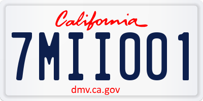 CA license plate 7MII001