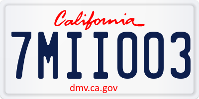 CA license plate 7MII003