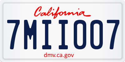CA license plate 7MII007