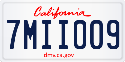 CA license plate 7MII009