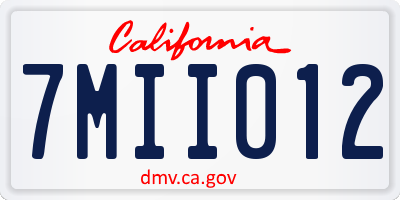 CA license plate 7MII012