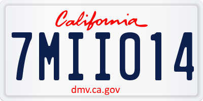 CA license plate 7MII014