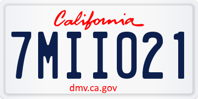 CA license plate 7MII021