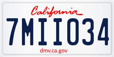 CA license plate 7MII034