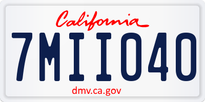 CA license plate 7MII040