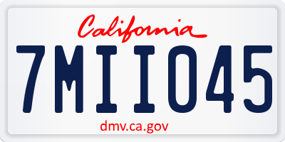 CA license plate 7MII045