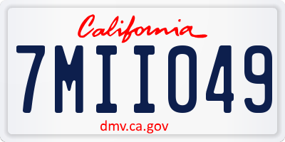 CA license plate 7MII049