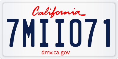 CA license plate 7MII071