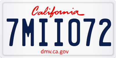 CA license plate 7MII072