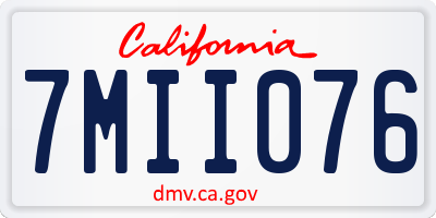 CA license plate 7MII076