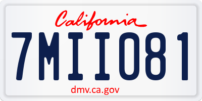 CA license plate 7MII081