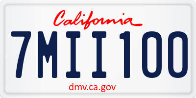 CA license plate 7MII100