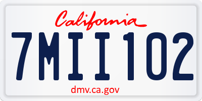 CA license plate 7MII102