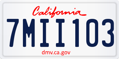 CA license plate 7MII103