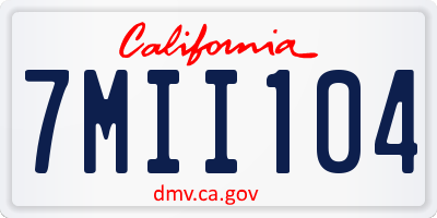 CA license plate 7MII104