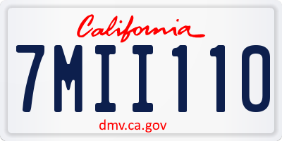 CA license plate 7MII110