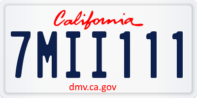 CA license plate 7MII111