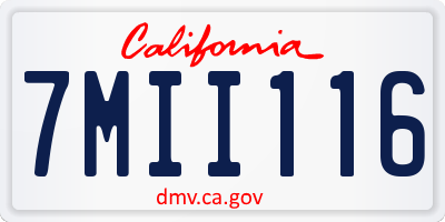 CA license plate 7MII116