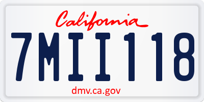 CA license plate 7MII118