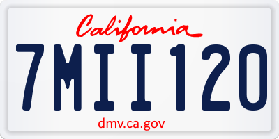 CA license plate 7MII120