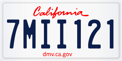 CA license plate 7MII121