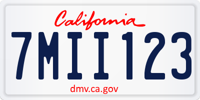 CA license plate 7MII123