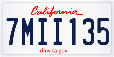 CA license plate 7MII135