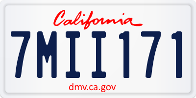 CA license plate 7MII171