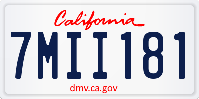 CA license plate 7MII181