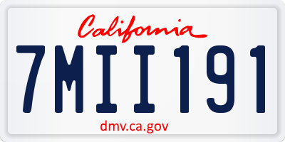 CA license plate 7MII191
