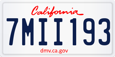 CA license plate 7MII193