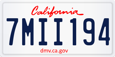 CA license plate 7MII194
