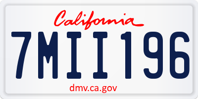 CA license plate 7MII196