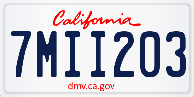 CA license plate 7MII203